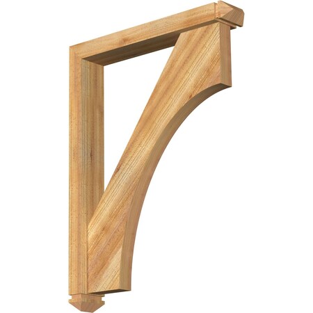 Westlake Arts And Crafts Rough Sawn Bracket W/ Offset Brace, Western Red Cedar, 4W X 24D X 32H